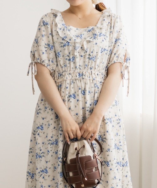 CLETTE(クレット)の「CLETTEオリジナルウエストシャーリング花柄ワンピース(ワンピース・レディース・ブルー/パープル/ラベンダー・3L/4L/LL)」の22枚目の写真
