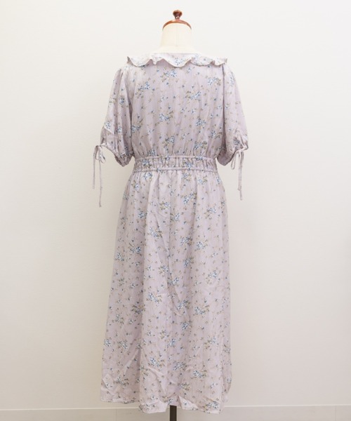 CLETTE(クレット)の「CLETTEオリジナルウエストシャーリング花柄ワンピース(ワンピース・レディース・ブルー/パープル/ラベンダー・3L/4L/LL)」の9枚目の写真
