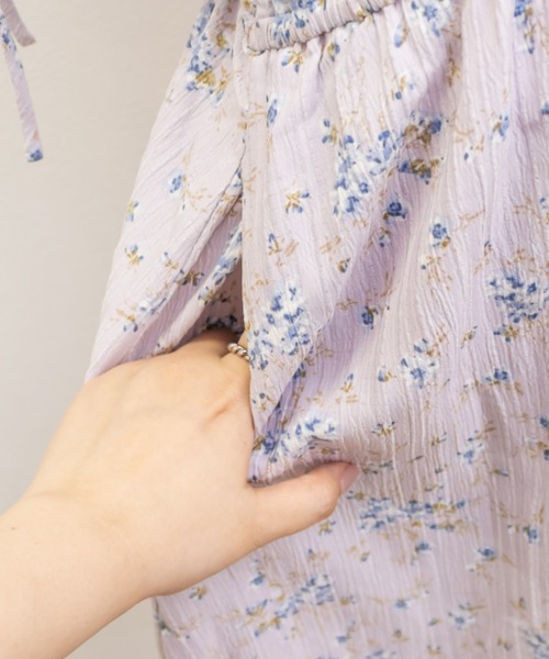 CLETTE(クレット)の「CLETTEオリジナルウエストシャーリング花柄ワンピース(ワンピース・レディース・ブルー/パープル/ラベンダー・3L/4L/LL)」の12枚目の写真