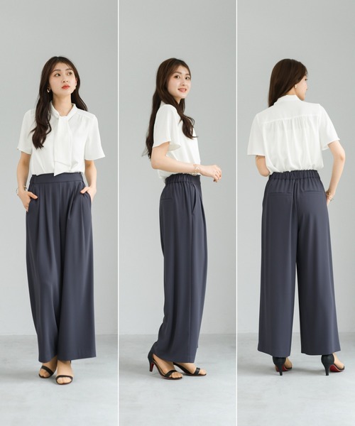 WHITE JOOLA（ホワイトジョーラ）の「【 2wayストレッチ 】 ドライフェイス・ツータック入りワイドパンツ（その他パンツ・レディース・ブラック/ピンク/ブルーグレー・L/M）」の17枚目の写真