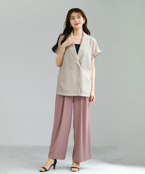 WHITE JOOLA（ホワイトジョーラ）の「【 2wayストレッチ 】 ドライフェイス・ツータック入りワイドパンツ（その他パンツ・レディース・ブラック/ピンク/ブルーグレー・L/M）」の4枚目の写真
