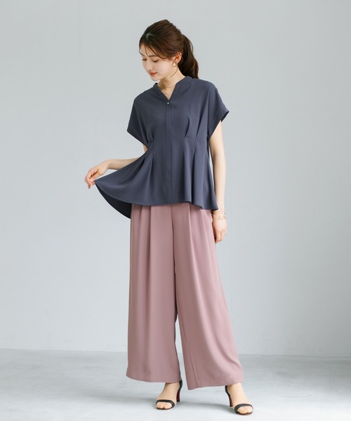 WHITE JOOLA（ホワイトジョーラ）の「【 2wayストレッチ 】 ドライフェイス・ツータック入りワイドパンツ（その他パンツ・レディース・ブラック/ピンク/ブルーグレー・L/M）」の5枚目の写真