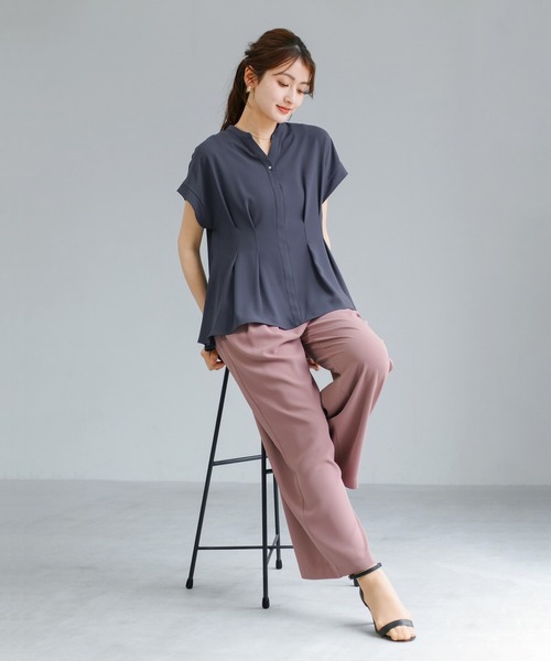 WHITE JOOLA（ホワイトジョーラ）の「【 2wayストレッチ 】 ドライフェイス・ツータック入りワイドパンツ（その他パンツ・レディース・ブラック/ピンク/ブルーグレー・L/M）」の6枚目の写真