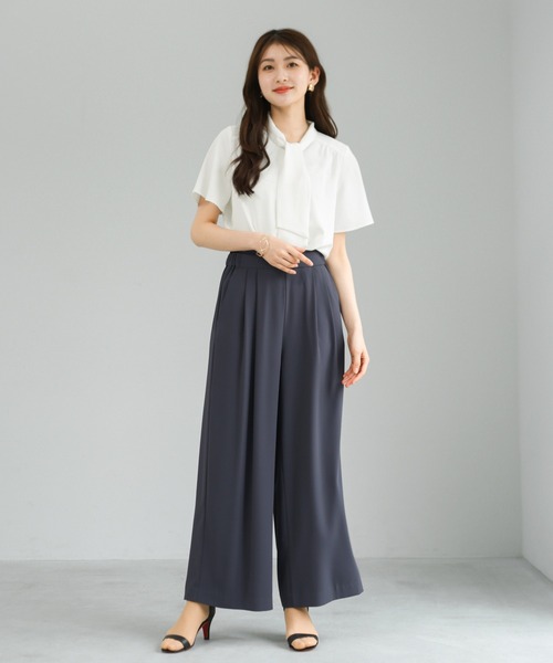 WHITE JOOLA（ホワイトジョーラ）の「【 2wayストレッチ 】 ドライフェイス・ツータック入りワイドパンツ（その他パンツ・レディース・ブラック/ピンク/ブルーグレー・L/M）」の7枚目の写真