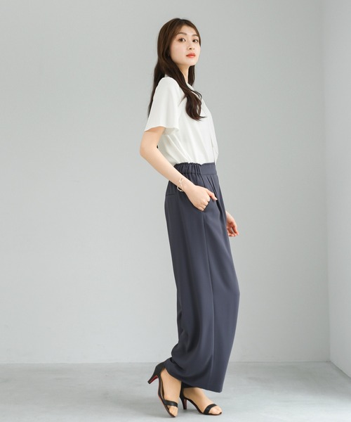 WHITE JOOLA（ホワイトジョーラ）の「【 2wayストレッチ 】 ドライフェイス・ツータック入りワイドパンツ（その他パンツ・レディース・ブラック/ピンク/ブルーグレー・L/M）」の8枚目の写真