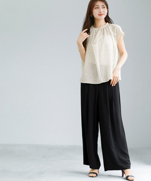 WHITE JOOLA（ホワイトジョーラ）の「【 2wayストレッチ 】 ドライフェイス・ツータック入りワイドパンツ（その他パンツ・レディース・ブラック/ピンク/ブルーグレー・L/M）」の11枚目の写真