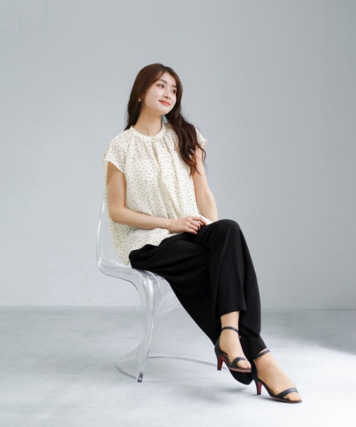 WHITE JOOLA（ホワイトジョーラ）の「【 2wayストレッチ 】 ドライフェイス・ツータック入りワイドパンツ（その他パンツ・レディース・ブラック/ピンク/ブルーグレー・L/M）」の12枚目の写真