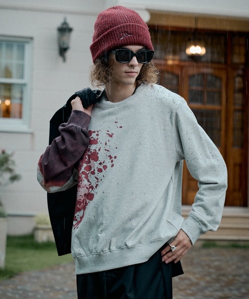 CASPER JOHN（キャスパージョン）の「Splat sweat/スプラットスウェット（スウェット・メンズ・ブラック/ホワイト・SMALL/X-SMALL/LARGE/MEDIUM）」の8枚目の写真