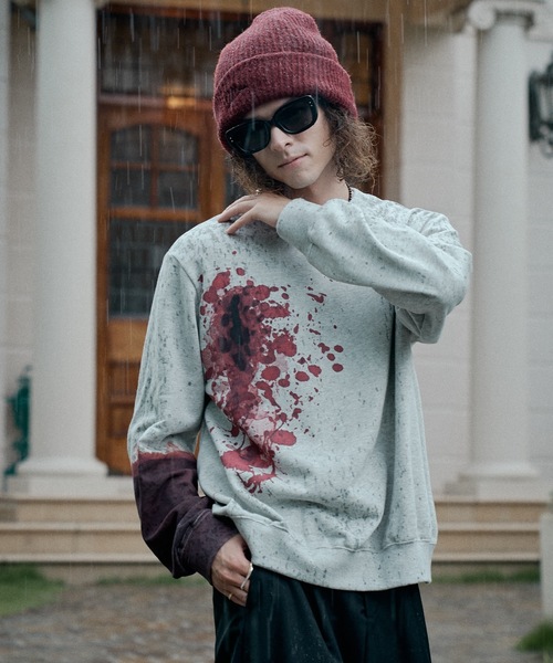 CASPER JOHN（キャスパージョン）の「Splat sweat/スプラットスウェット（スウェット・メンズ・ブラック/ホワイト・SMALL/X-SMALL/LARGE/MEDIUM）」の7枚目の写真