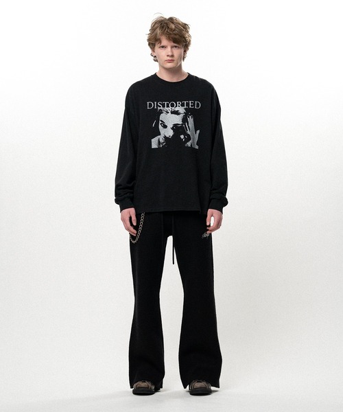 KAMIYA(カミヤ)の「"DISTORTED Girl" L/S T-shirt(Tシャツ/カットソー・メンズ・ホワイト/ブラック・S/M/L)」の2枚目の写真