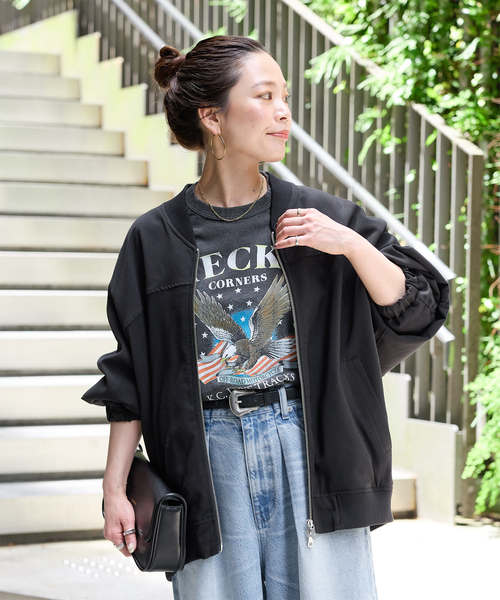 B.C STOCK(ベーセーストック)の「《追加》レーヨンツイルブルゾン(その他アウター・レディース・ベージュ/ブラック・FREE)」の1枚目の写真