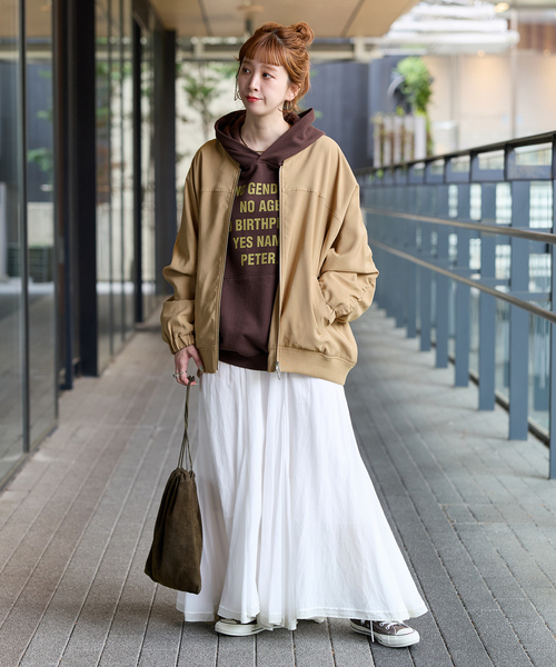 B.C STOCK(ベーセーストック)の「《追加》レーヨンツイルブルゾン(その他アウター・レディース・ベージュ/ブラック・FREE)」の20枚目の写真