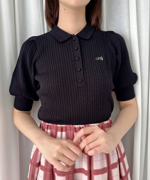 an another angelus（アンアナザーアンジェラス）の「ANロゴ刺繍ケーブルニットポロ/fint フィント（ポロシャツ・レディース・アイボリー/レッド/ブラック/ライトブルー・FREE）」の22枚目の写真