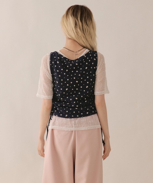 loin nuit(ロワンニュイ)の「lace and shirring tank / レースアンドシャーリングタンク(Tシャツ/カットソー・レディース・グレー/ネイビー/ブラウン・FREE)」の8枚目の写真