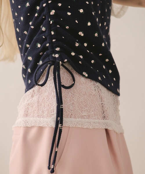 loin nuit(ロワンニュイ)の「lace and shirring tank / レースアンドシャーリングタンク(Tシャツ/カットソー・レディース・グレー/ネイビー/ブラウン・FREE)」の10枚目の写真
