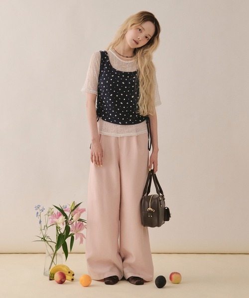 loin nuit(ロワンニュイ)の「lace and shirring tank / レースアンドシャーリングタンク(Tシャツ/カットソー・レディース・グレー/ネイビー/ブラウン・FREE)」の11枚目の写真