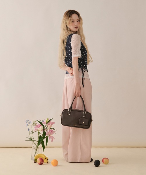 loin nuit(ロワンニュイ)の「lace and shirring tank / レースアンドシャーリングタンク(Tシャツ/カットソー・レディース・グレー/ネイビー/ブラウン・FREE)」の12枚目の写真