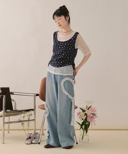 loin nuit(ロワンニュイ)の「lace and shirring tank / レースアンドシャーリングタンク(Tシャツ/カットソー・レディース・グレー/ネイビー/ブラウン・FREE)」の16枚目の写真