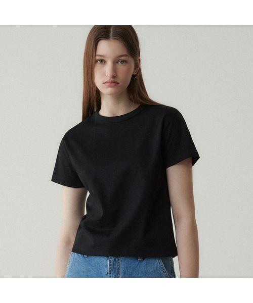 SUARE WOMEN(スアレウーマン)の「(ウィメンズ)シルケットベーシックTシャツ - 5カラー(Tシャツ/カットソー・レディース・ブラック・SMALL)」の1枚目の写真