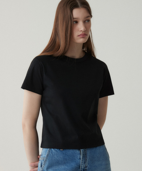 SUARE WOMEN(スアレウーマン)の「(ウィメンズ)シルケットベーシックTシャツ - 5カラー(Tシャツ/カットソー・レディース・ブラック・SMALL)」の7枚目の写真