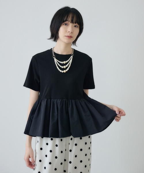 Paradise Picnic(パラダイスピクニック)の「ペプラムプルオーバー(Tシャツ/カットソー・レディース・オレンジ/ホワイト/ブラック・FREE)」の1枚目の写真