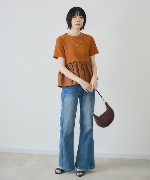 Paradise Picnic(パラダイスピクニック)の「ペプラムプルオーバー(Tシャツ/カットソー・レディース・オレンジ/ホワイト/ブラック・FREE)」の4枚目の写真