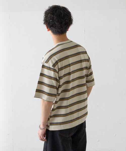 Kastane（カスタネ）の「【ユニセックス/一部店舗限定】BM ボーダーヘンリーTEE（Tシャツ/カットソー・メンズ・ベージュ/ネイビー/ブラック・SMALL/MEDIUM）」の4枚目の写真