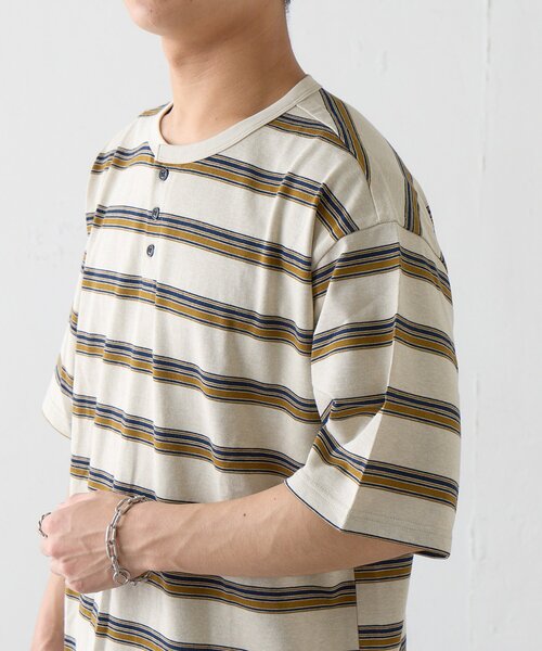 Kastane（カスタネ）の「【ユニセックス/一部店舗限定】BM ボーダーヘンリーTEE（Tシャツ/カットソー・メンズ・ベージュ/ネイビー/ブラック・SMALL/MEDIUM）」の12枚目の写真