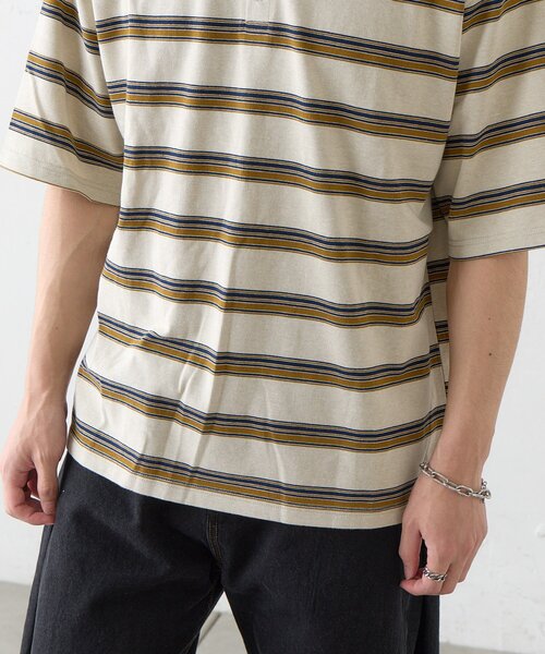 Kastane（カスタネ）の「【ユニセックス/一部店舗限定】BM ボーダーヘンリーTEE（Tシャツ/カットソー・メンズ・ベージュ/ネイビー/ブラック・SMALL/MEDIUM）」の13枚目の写真
