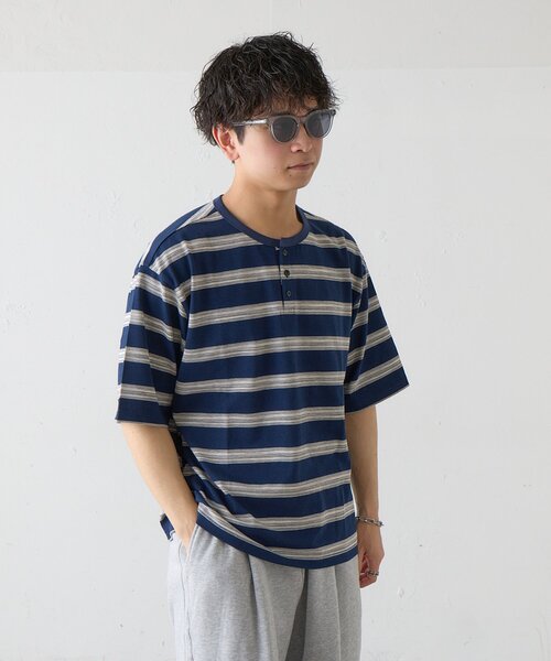Kastane（カスタネ）の「【ユニセックス/一部店舗限定】BM ボーダーヘンリーTEE（Tシャツ/カットソー・メンズ・ベージュ/ネイビー/ブラック・SMALL/MEDIUM）」の17枚目の写真