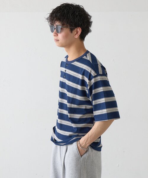 Kastane（カスタネ）の「【ユニセックス/一部店舗限定】BM ボーダーヘンリーTEE（Tシャツ/カットソー・メンズ・ベージュ/ネイビー/ブラック・SMALL/MEDIUM）」の18枚目の写真