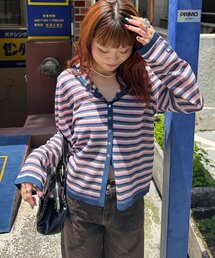 マルチボーダーシアーニットパーカー