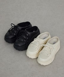 【柔らかい・美脚効果あり】厚底レースアップサボミュール JB4059