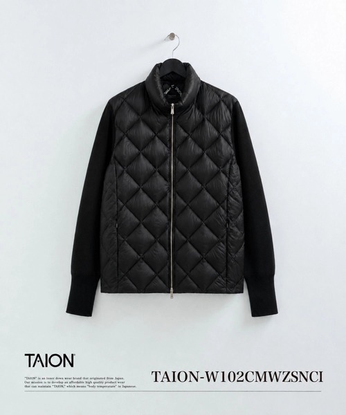 TAION(タイオン)の「【TAION(タイオン)】〈ウィメンズ〉シティ ハイネックフルジップ カシミヤスリーブ ダウンジャケット(ダウンジャケット/コート・レディース・ブラック・L/M)」の1枚目の写真