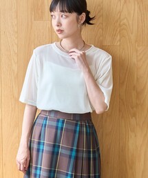 シアーメッシュ フロッキーストライプ半袖Tシャツ