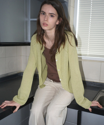 Paper knit cardigan [KNSS10CD02]_Olive