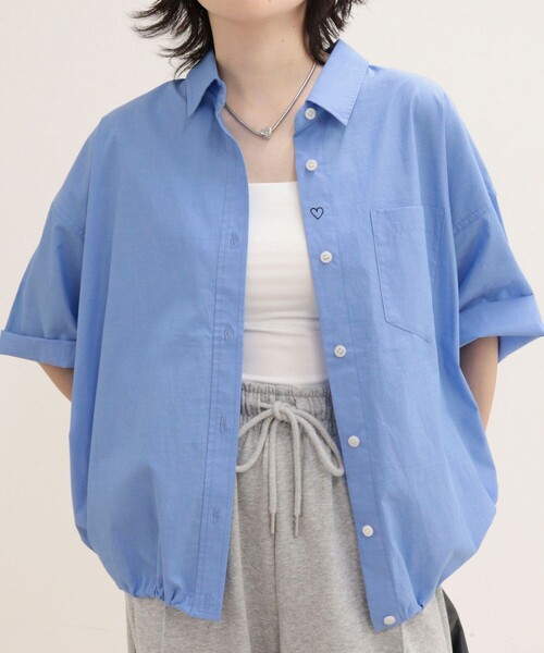 fredy emue(フレディエミュ)の「【人気につき半袖Ver.で再登場】汗染み軽減加工COTTON半袖シャツブルゾン(シャツ/ブラウス・レディース・ブルー系その他/サックスブルー/ピンク/ブラウン系その他・38)」の5枚目の写真