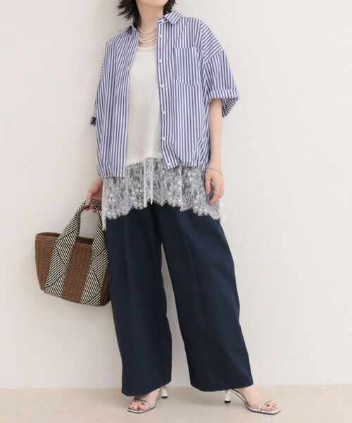 fredy emue(フレディエミュ)の「【人気につき半袖Ver.で再登場】汗染み軽減加工COTTON半袖シャツブルゾン(シャツ/ブラウス・レディース・ブルー系その他/サックスブルー/ピンク/ブラウン系その他・38)」の17枚目の写真