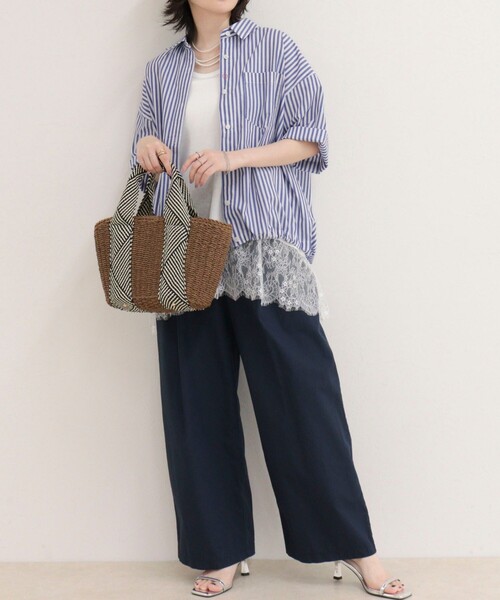 fredy emue(フレディエミュ)の「【人気につき半袖Ver.で再登場】汗染み軽減加工COTTON半袖シャツブルゾン(シャツ/ブラウス・レディース・ブルー系その他/サックスブルー/ピンク/ブラウン系その他・38)」の18枚目の写真