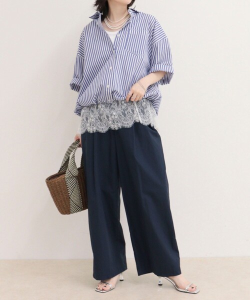 fredy emue(フレディエミュ)の「【人気につき半袖Ver.で再登場】汗染み軽減加工COTTON半袖シャツブルゾン(シャツ/ブラウス・レディース・ブルー系その他/サックスブルー/ピンク/ブラウン系その他・38)」の19枚目の写真