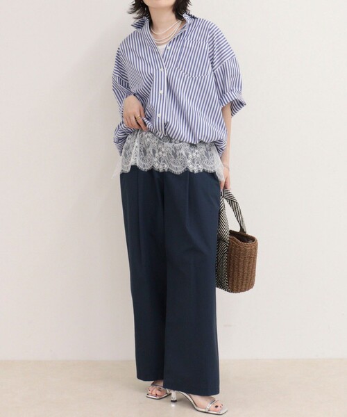 fredy emue(フレディエミュ)の「【人気につき半袖Ver.で再登場】汗染み軽減加工COTTON半袖シャツブルゾン(シャツ/ブラウス・レディース・ブルー系その他/サックスブルー/ピンク/ブラウン系その他・38)」の22枚目の写真