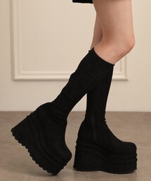 超厚底ストレッチロングブーツ