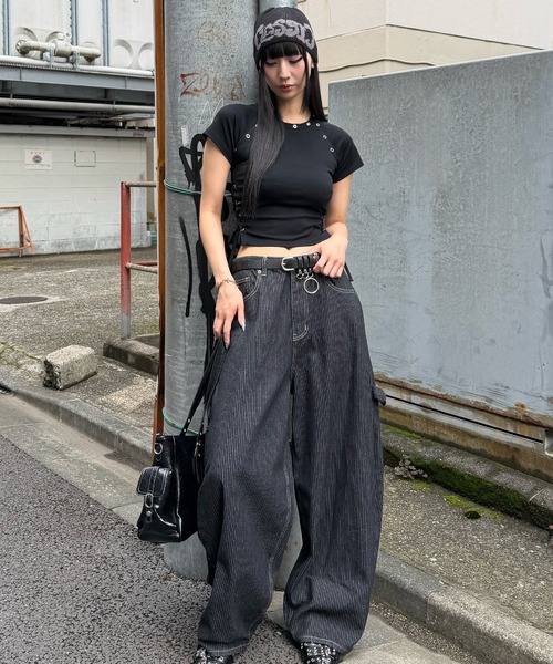 Figments（フィグメンツ）の「サイドレースアイレットトップ（その他トップス・レディース・ブラック・FREE）」の4枚目の写真