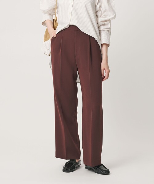 BEAUTY&YOUTH UNITED ARROWS(ビューティーアンドユースユナイテッドアローズ)の「レギュラー ストレート タックパンツ ウォッシャブル 防シワ(その他パンツ・レディース・ブラック/ブラウン系/ナチュラル・L/XS/S/M)」の1枚目の写真