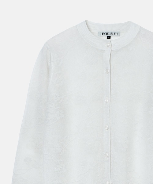 LE CIEL BLEU(ルシェルブルー)の「フローラルジャカードカーディガン / Floral Jacquard Cardigan(ニット/セーター・レディース・オフホワイト/ブラック・36)」の3枚目の写真