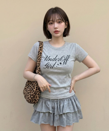 ストレッチコットンスリム半袖Tシャツロマンティックメランジ