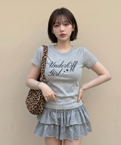 UNDEROFF(アンダーオフ)の「ストレッチコットンスリム半袖Tシャツロマンティックメランジ(Tシャツ/カットソー・レディース・ヘザーグレー・SMALL)」の1枚目の写真