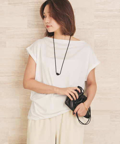 plage(プラージュ)の「Soft nuance T(Tシャツ/カットソー・レディース・ホワイト/ブラック/ベージュ・FREE)」の2枚目の写真
