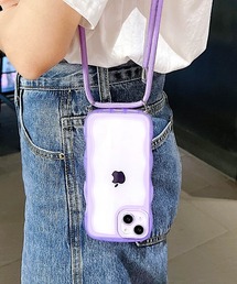 THE MILES（ザ マイルズ）の「"01"≪iPhone17/iPhone17Pro/iPhone17Promax 対応≫ショルダーストラップ付き くねくね ニュアンスカーブ カラークリア iPhoneケース（スマホケース/カバー）」