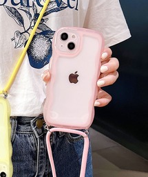 THE MILES（ザ マイルズ）の「"01"≪iPhone17/iPhone17Pro/iPhone17Promax 対応≫ショルダーストラップ付き くねくね ニュアンスカーブ カラークリア iPhoneケース（スマホケース/カバー）」